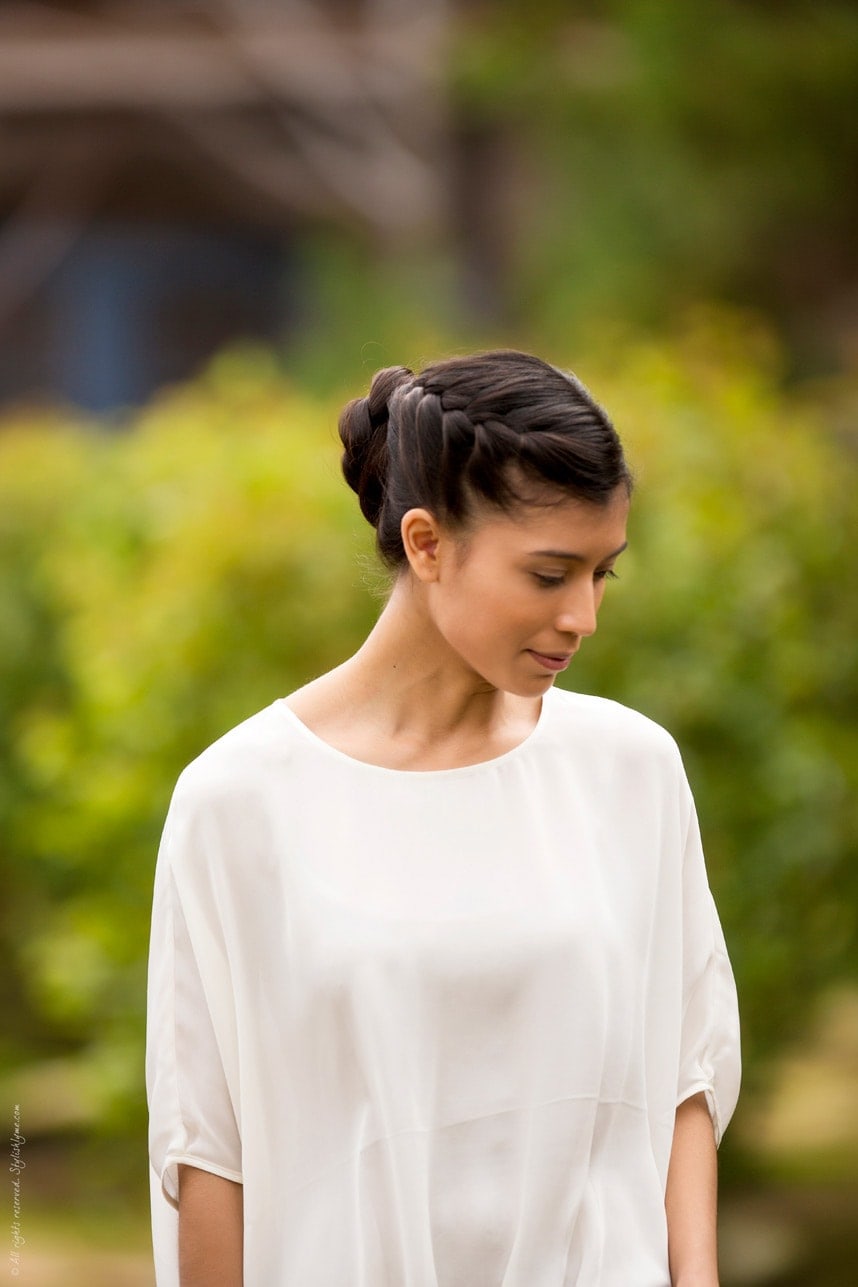 Prominent Braid Wrapping into Dark Brown Bun — Braided Bun