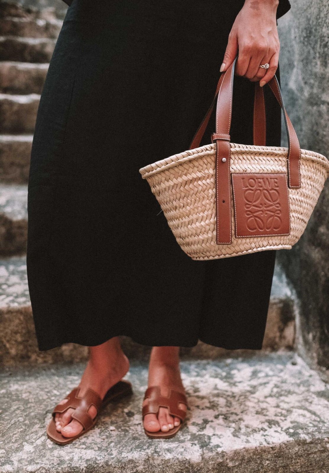 Casual Daytime Style with a Straw Loewe Basket Bag — Loewe Bag Outfits