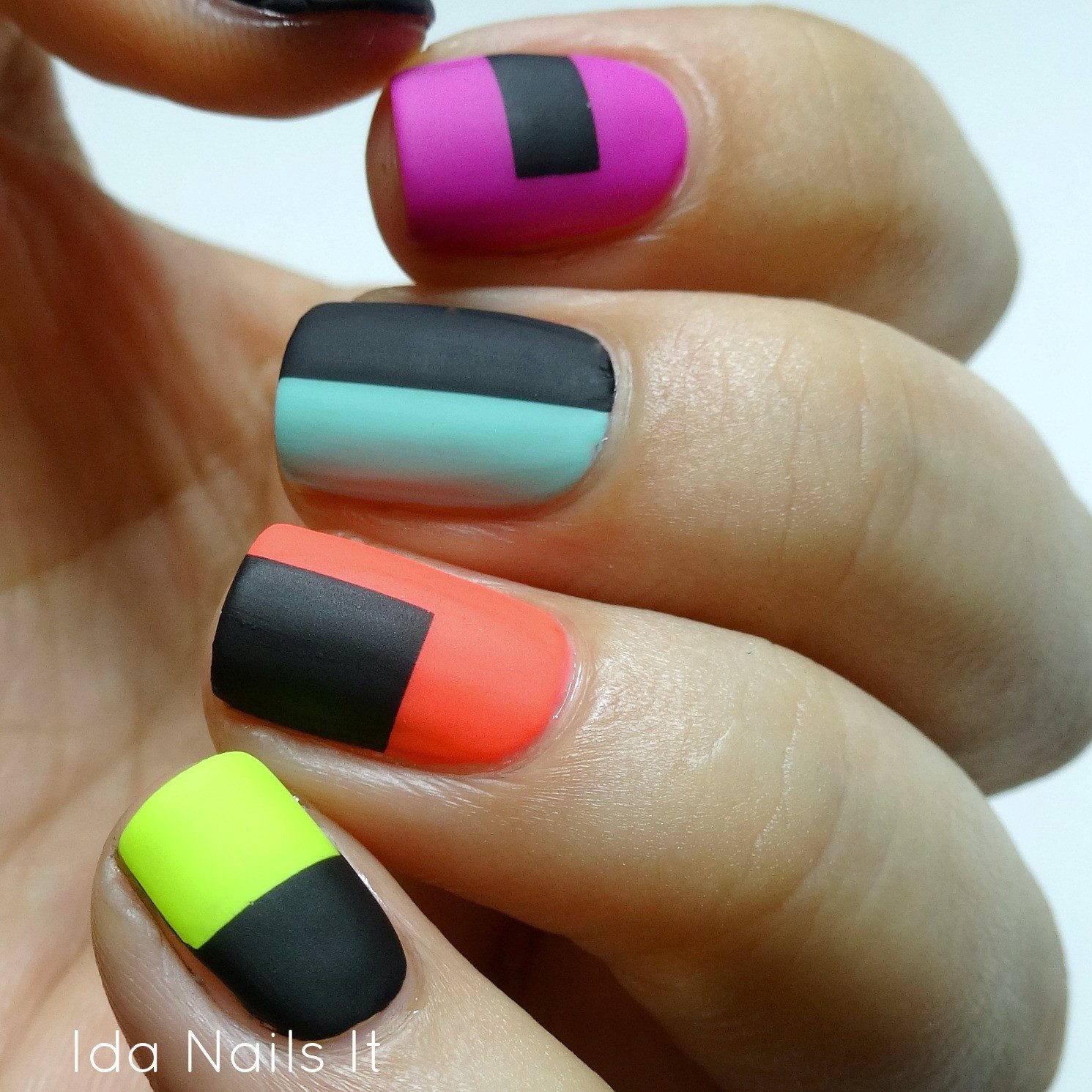 Matte Neon Geometric Color Blocks Matte Neon Geometric Color Blocks — Color Block Nails