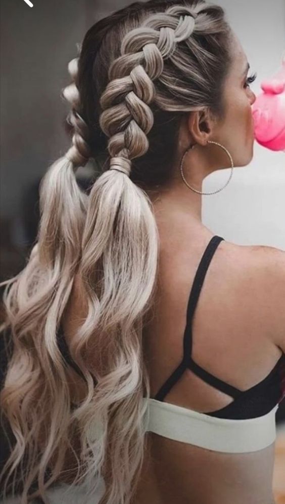 Crown Braids With Loose Waves — Two Braids