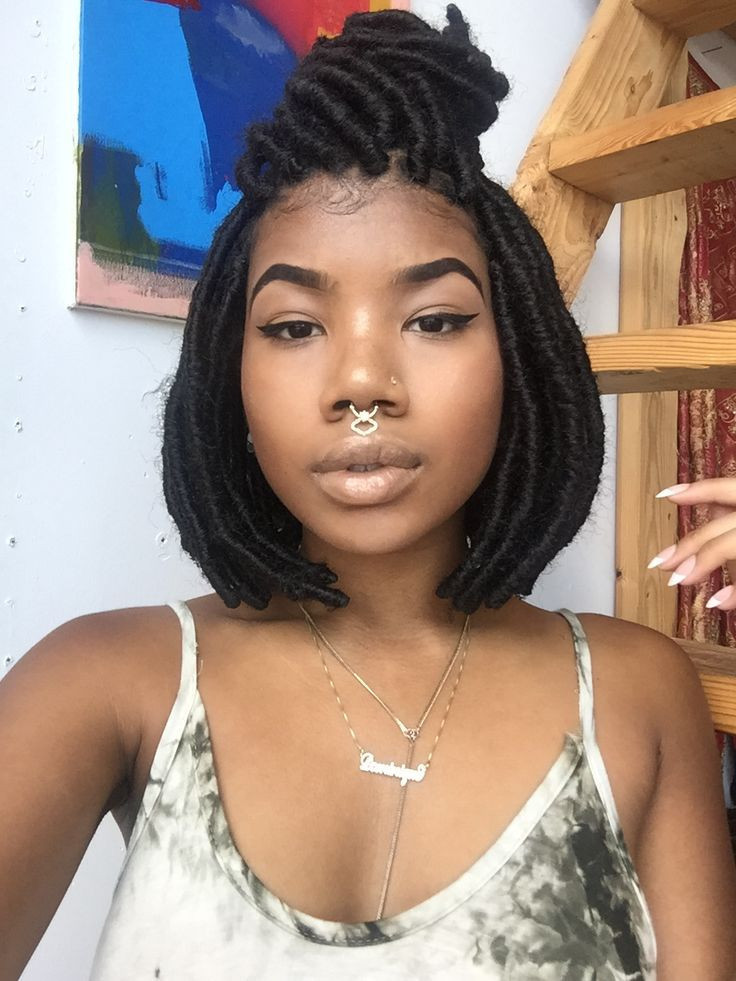 Neat Black Wavy Faux Locs Bob Neat Black Wavy Faux Locs Bob