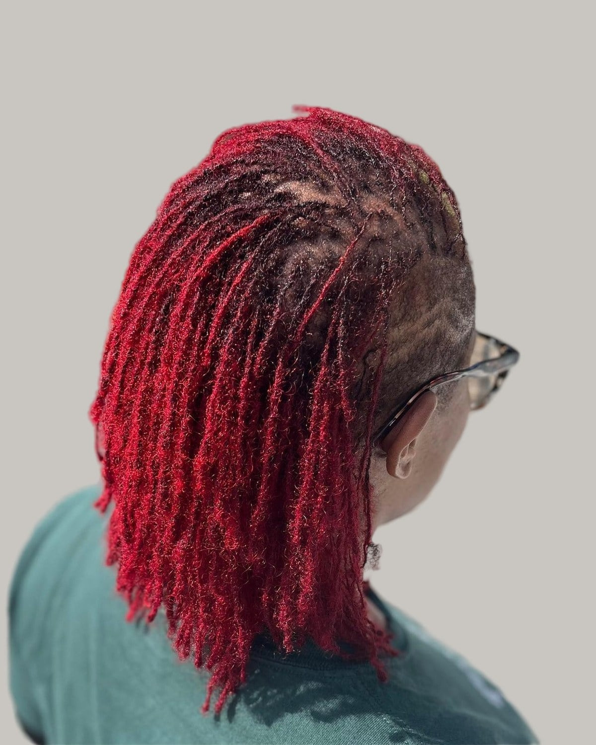 Collarbone Bob With Undercut and Red Collarbone Bob With Undercut and Red — Micro Locs Bob