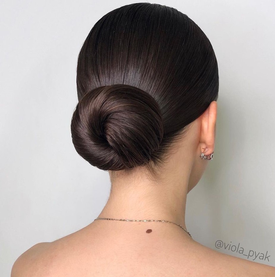 High-Shine Slicked Back Bun High-Shine Slicked Back Bun — Hairstyles for Greasy Hair