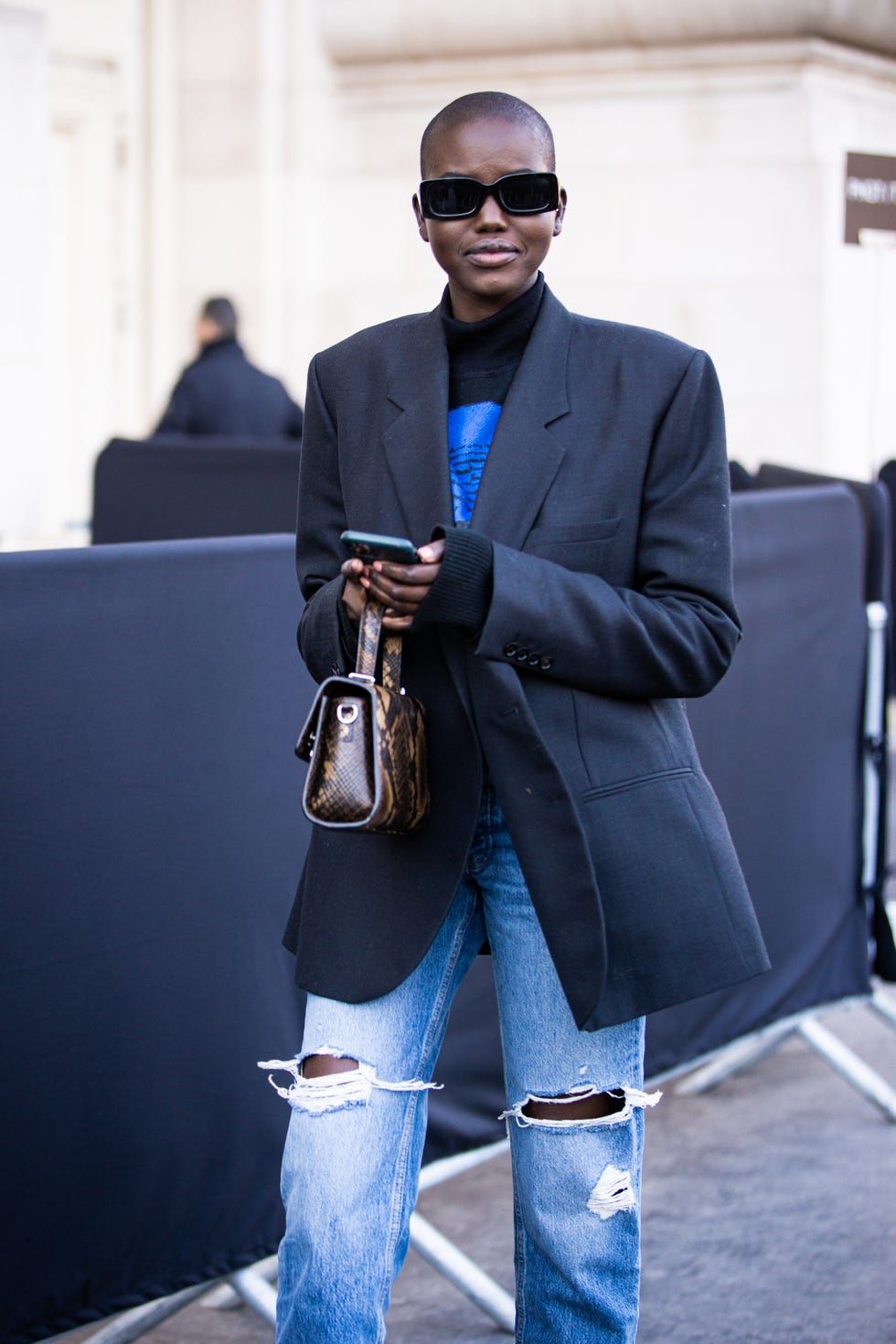 Street Style: Ripped Jeans with Oversized Blazer