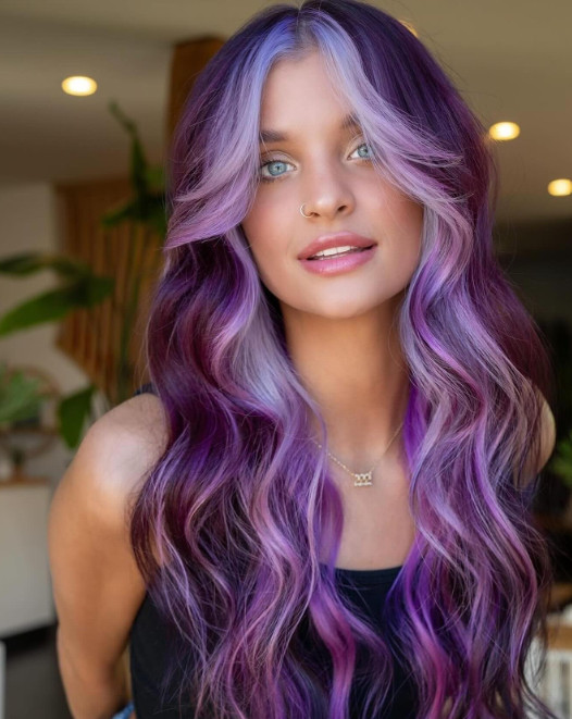 Chest Length Visual Idea — Purple Hair