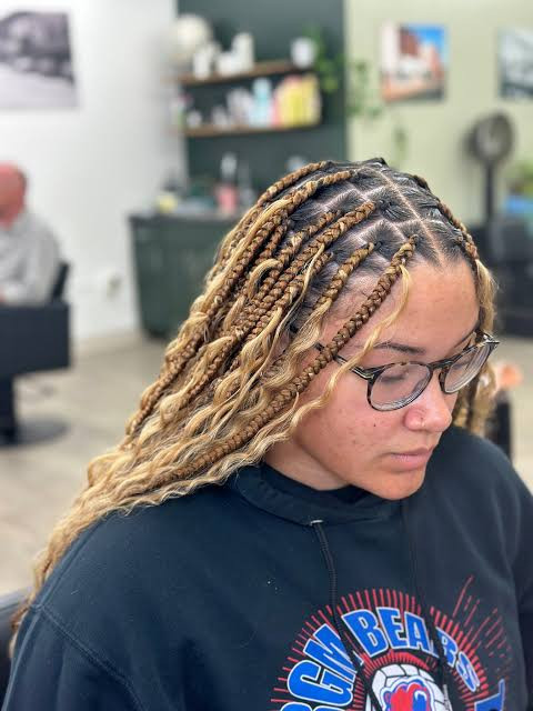 Mid-Back Braids Honey Blonde Highlights — Honey Blonde Locs