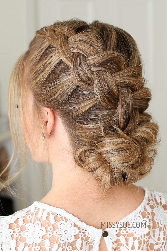 Blonde Braided Updo With Low Bun