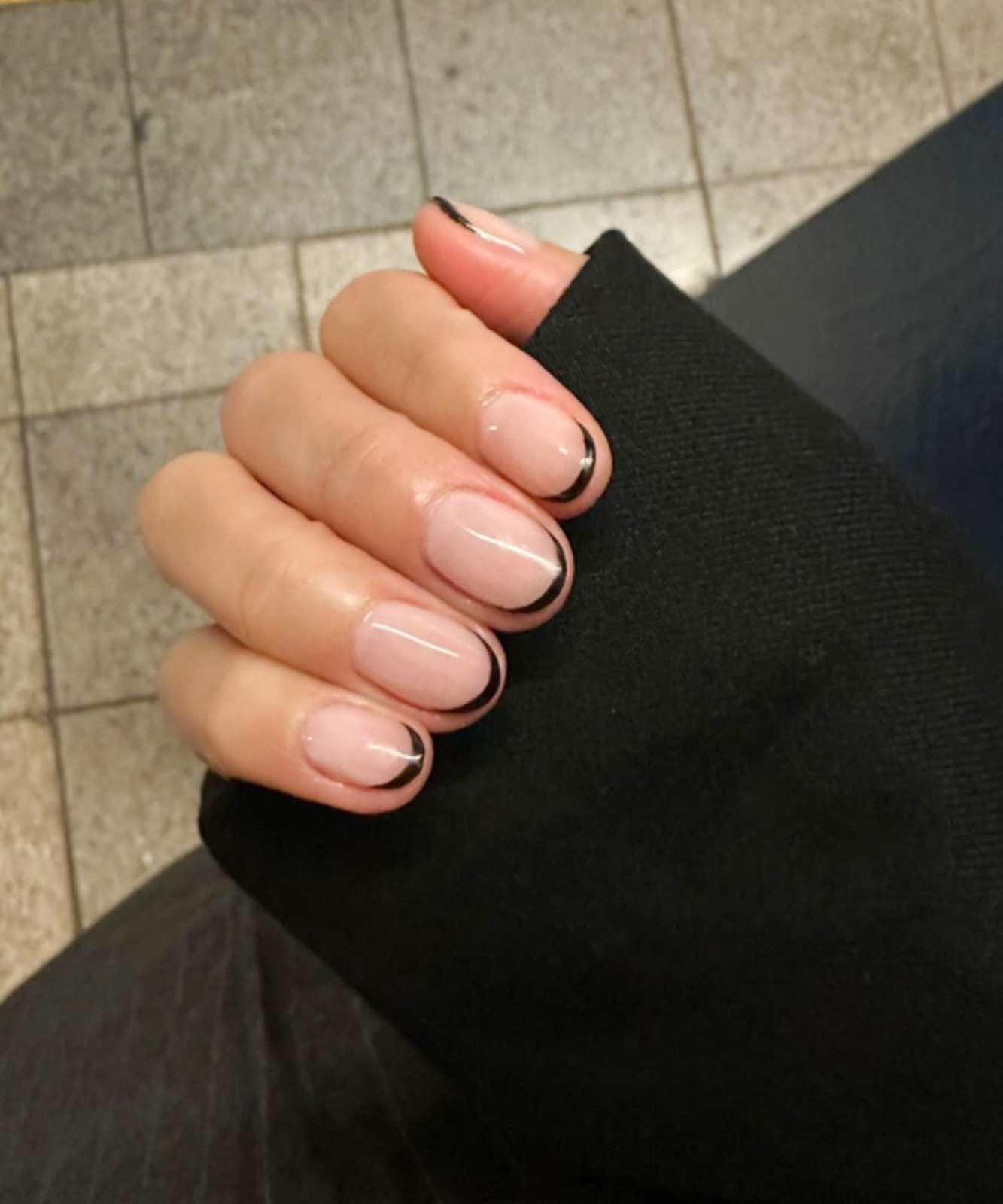 Thin Black French Tips On All Nails Visual Idea Thin Black French Tips On All Nails Visual Idea — Nails for Small Hands