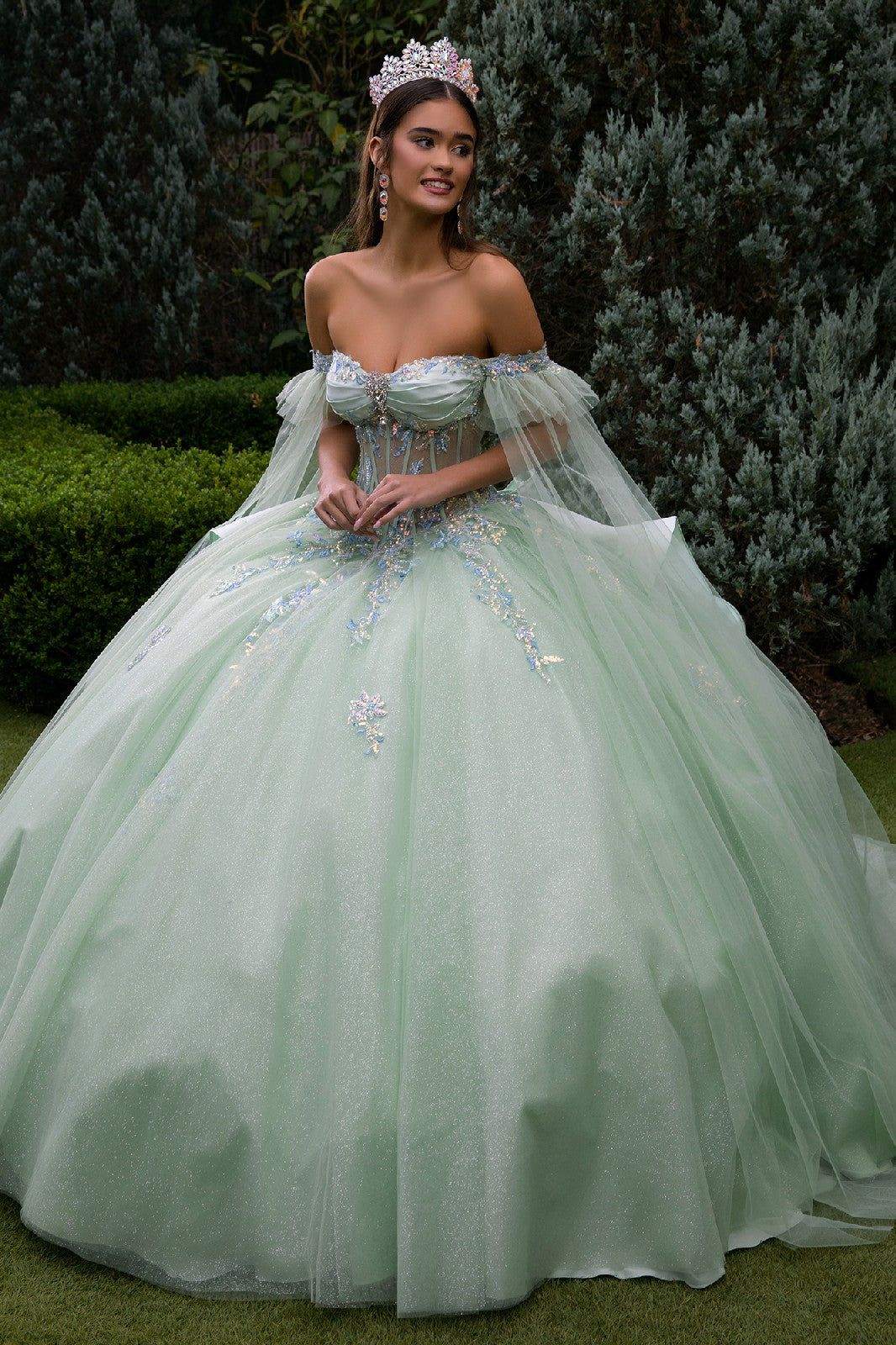 Fairytale Mint Green Ball Gown with Iridescent Embroidery — Sweet 16 Dresses