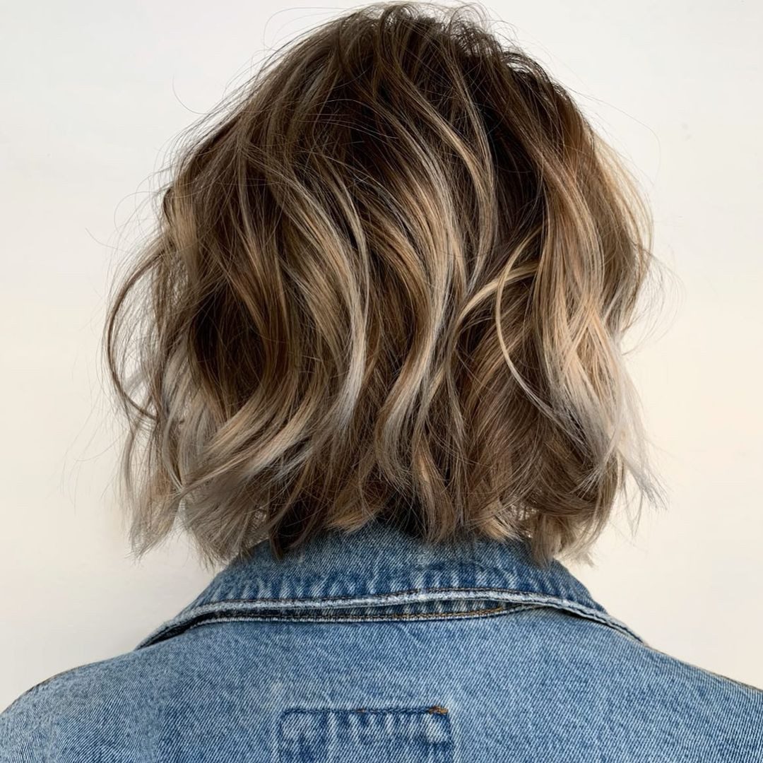 Dark Brown Bob With Ash Blonde Highlights