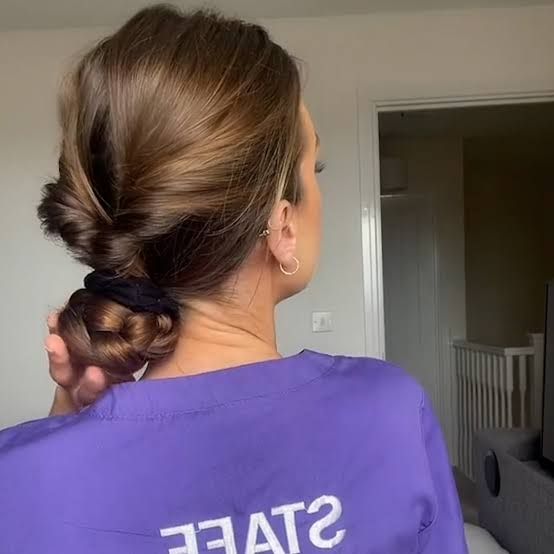 Twisted Low Bun Updo Twisted Low Bun Updo — Hairstyles for Nurses