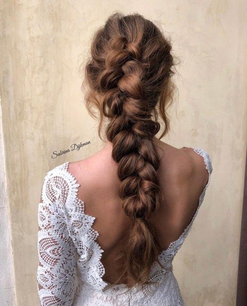 Dramatic Chunky Braid With Warm Undertones — Boho Braided Wedding Hair