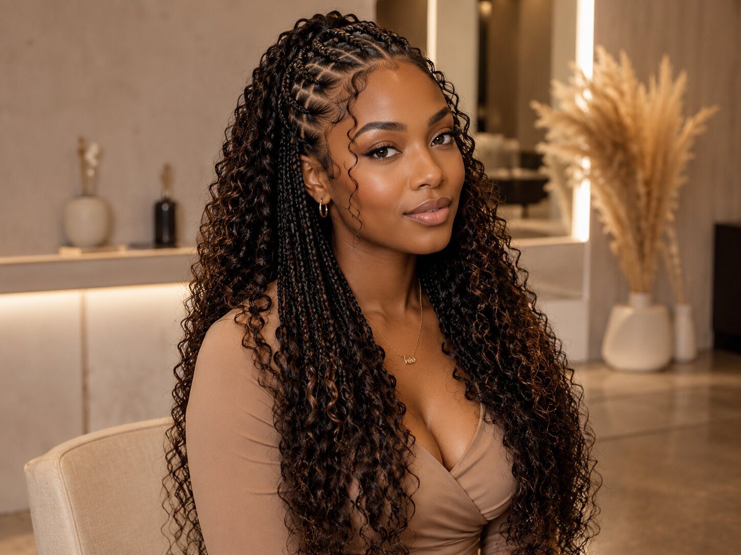 Side-Parted Braids With Coily Tendrils — Miracle Knot Braids