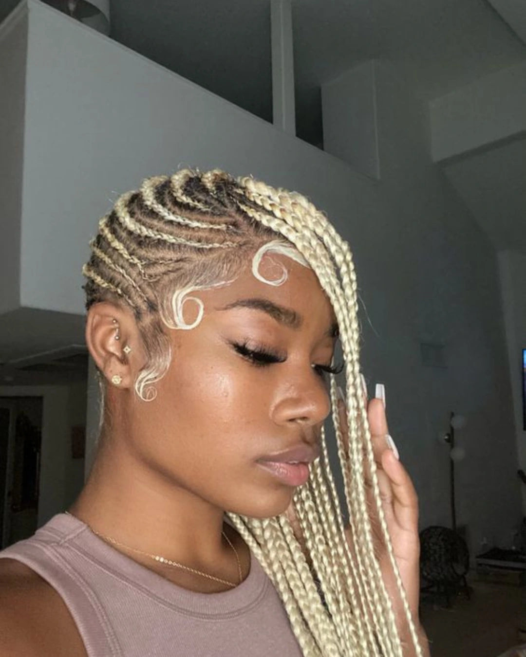 Platinum Blonde Cornrows With Box Braids — Blonde Braids