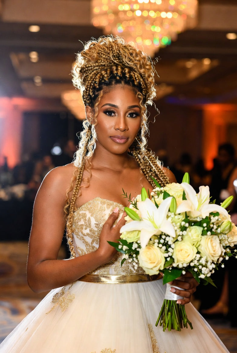Dramatic Blonde Braided Updo — Boho Braids
