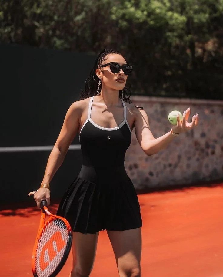 Classic Black Tennis Dress with White Trim for Court-Ready Style — Tenniscore Outfits