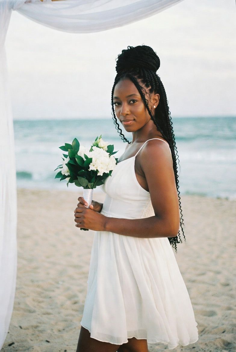 High Braided Bun With Long Hanging Plaits High Braided Bun With Long Hanging Plaits — Wedding Guest Hairstyles