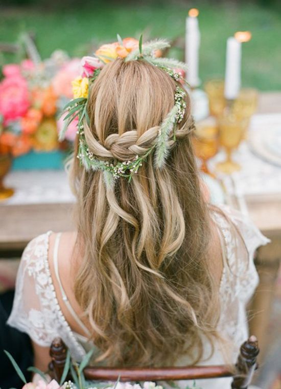 Romantic Waves With Floral Headband — Headband Hairstyles