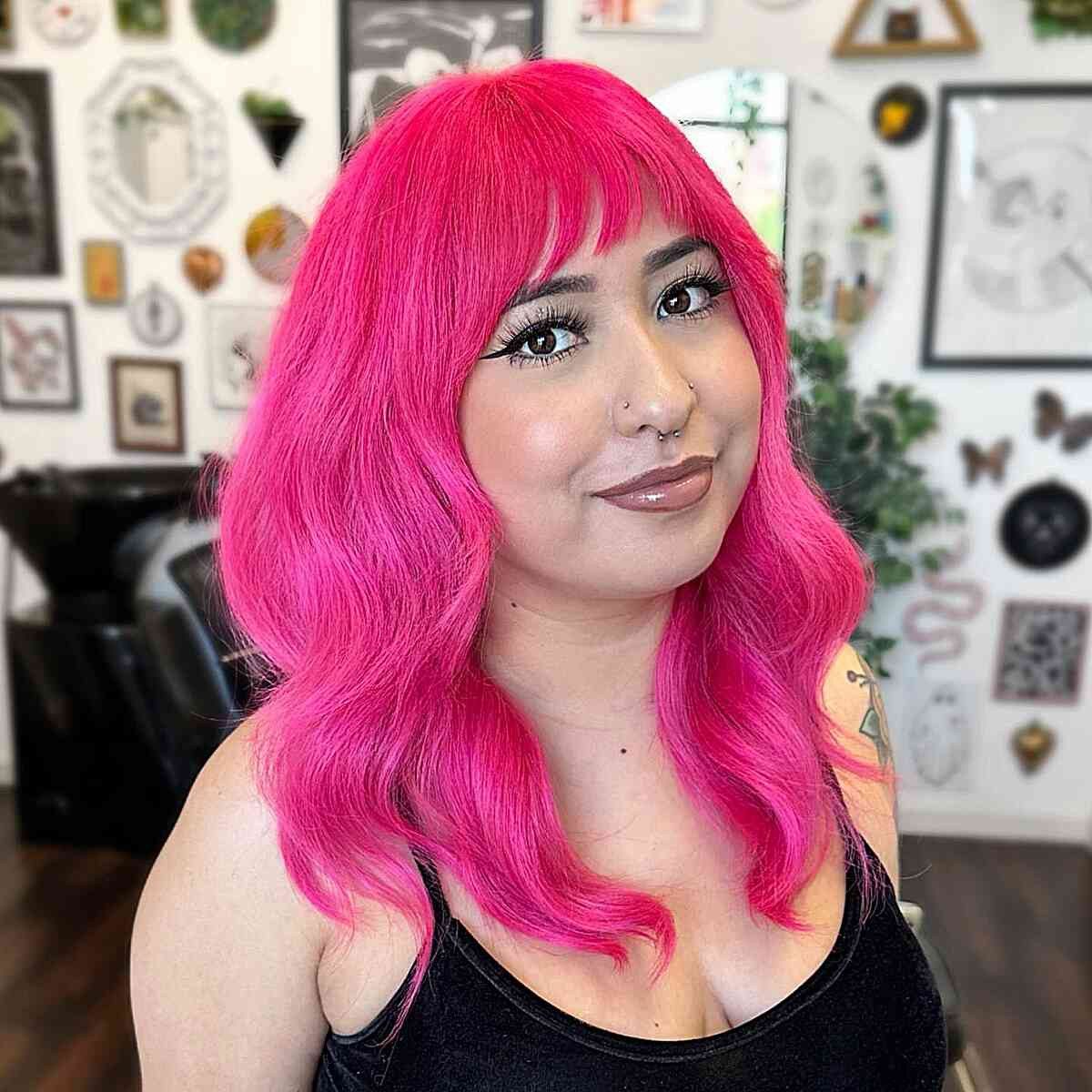 Blunt Bob With Blunt Bangs — Hot Pink Hair