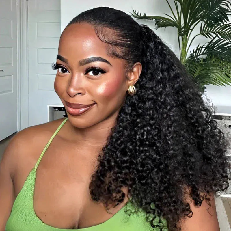 Long Layers High Black Ponytail With Tight Curls — Curly Ponytail