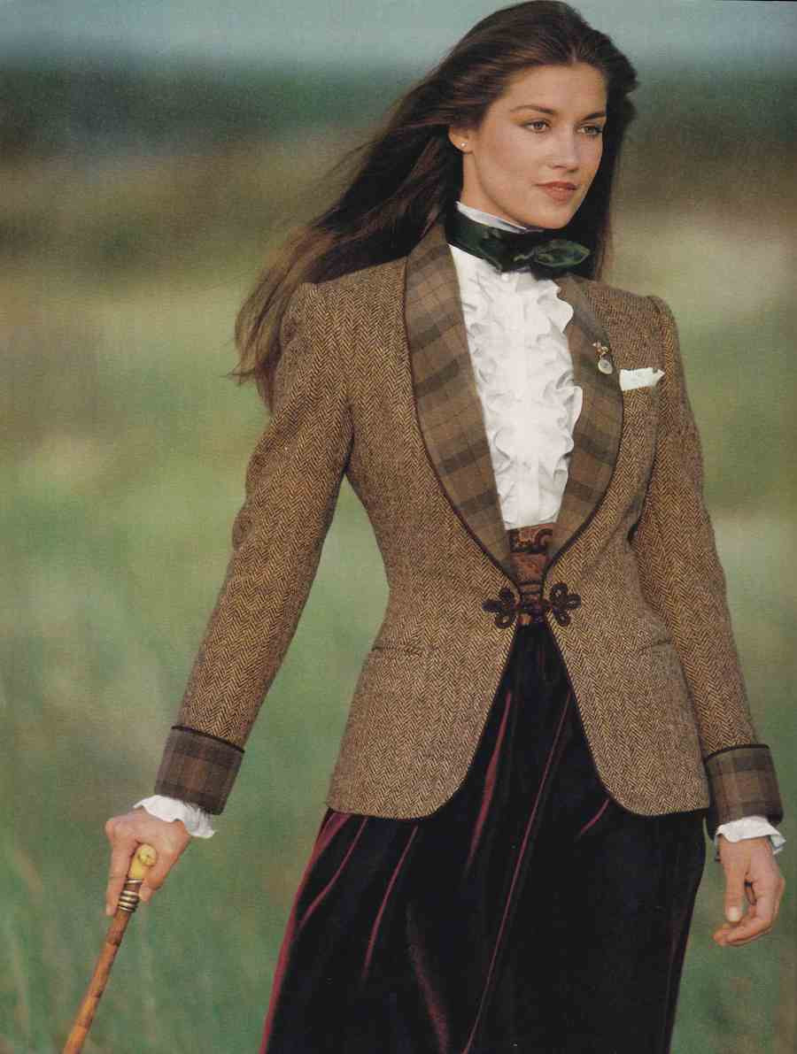 Equestrian Elegance: Tweed Blazer and Ruffled Blouse — Ralph Lauren Outfits