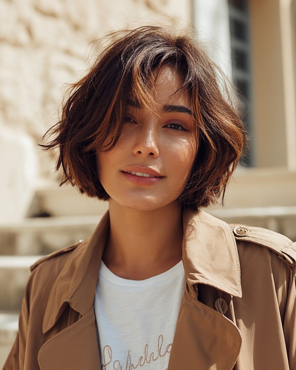 Wavy Chin Bob With Dark Brown Highlights Wavy Chin Bob With Dark Brown Highlights — Natural Hair Bob
