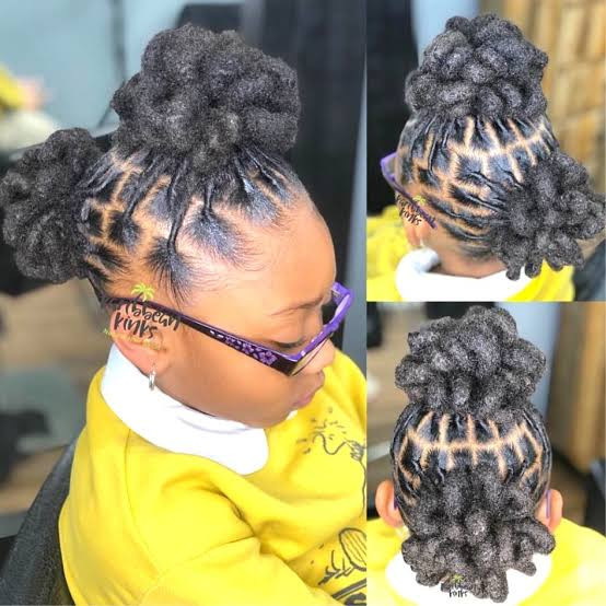 Updo With Two High Buns Updo With Two High Buns — Kids Loc Styles
