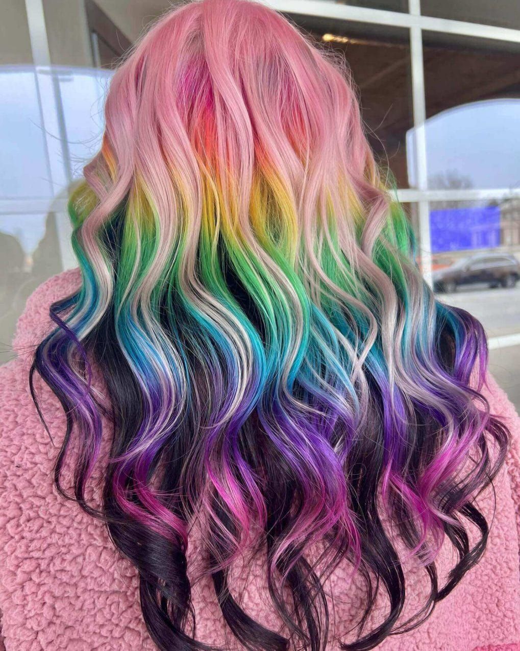 Thick Wavy With Bold Rainbow Stripes Thick Wavy With Bold Rainbow Stripes — Pastel Rainbow Hair