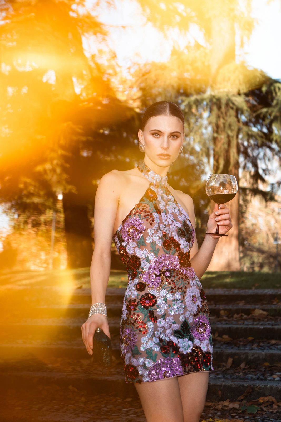 Embellished Halter Neck Mini Dress for Festive Sparkle — Party Dresses