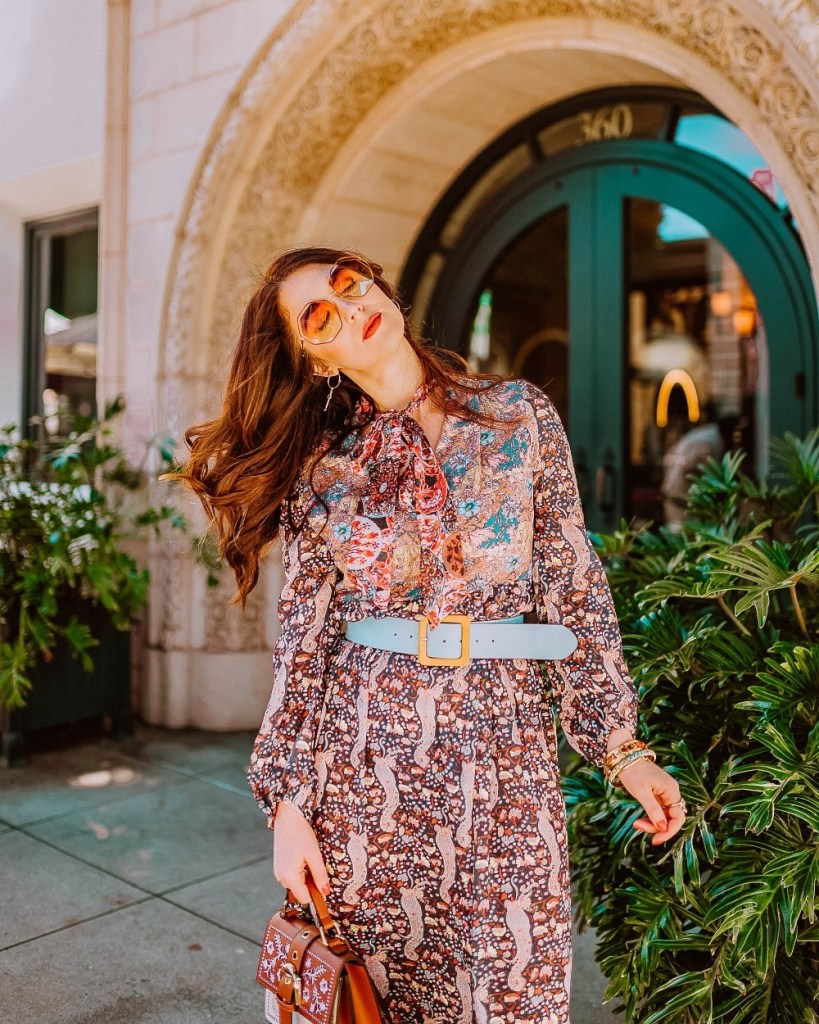 Boho-Chic Printed Dress with Belted Waist Boho-Chic Printed Dress with Belted Waist — Shein Outfits