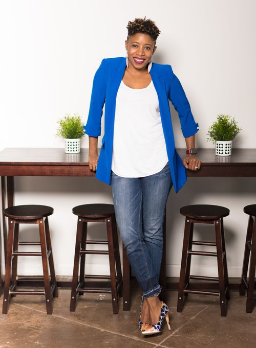 Bold Professionalism: Royal Blue Blazer with Jeans — Therapist Outfits