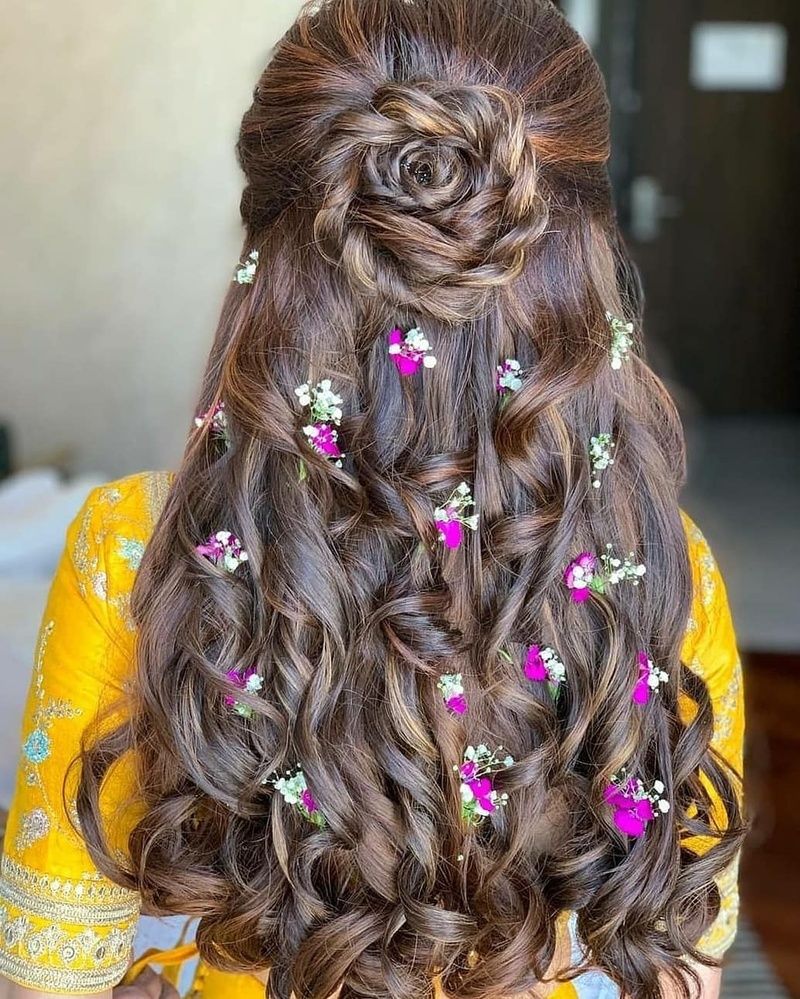 Floral Crown Braided Half-Up — Engagement Photo Hairstyles