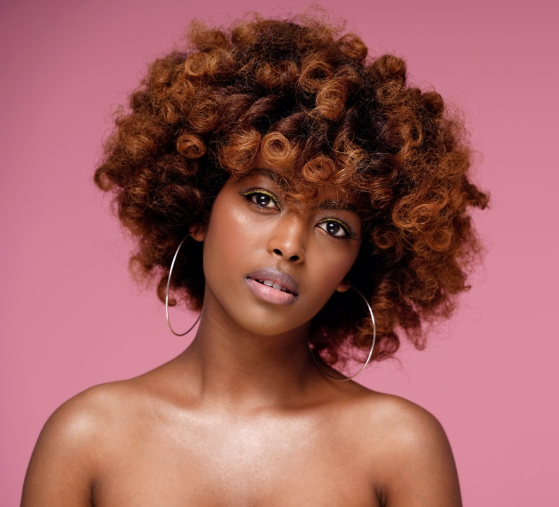 Dark Brown With Auburn Bantu Knot Out