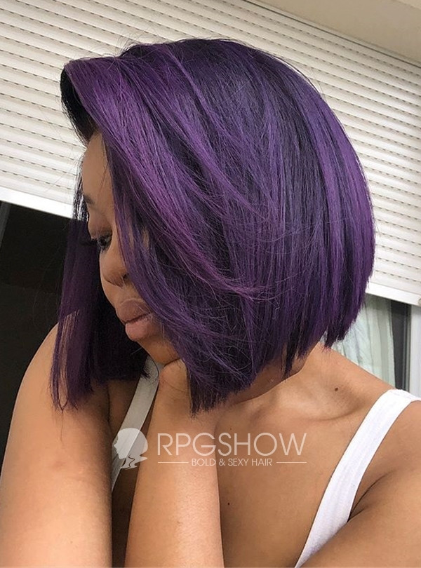Dark Purple Wavy Bob Dark Purple Wavy Bob — Frontal Wig Styles