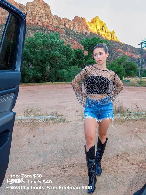 Edgy Desert Exploration: Mesh Top and Denim Shorts Edgy Desert Exploration: Mesh Top and Denim Shorts — Utah Outfits