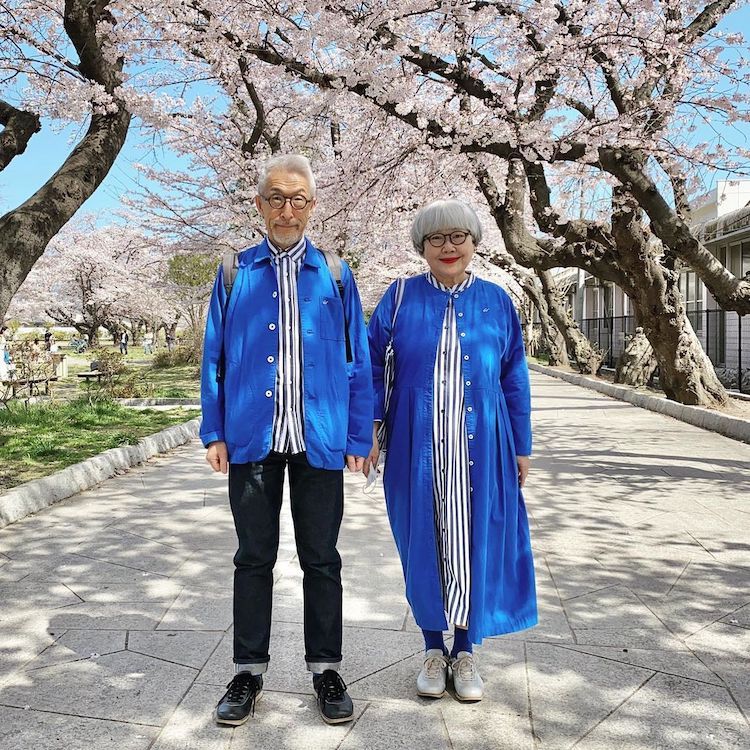 Vibrant Spring Day in Matching Blue Jackets — Matching Couple Outfits