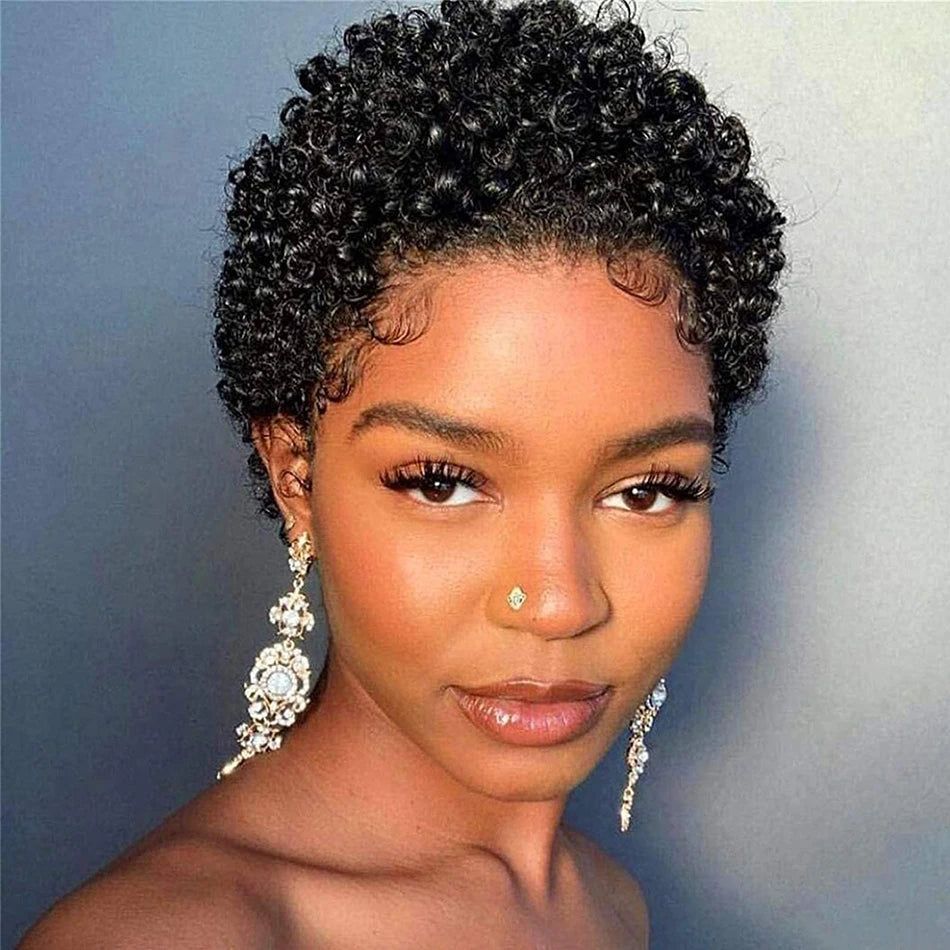 Black Pixie With Tight Coils Black Pixie With Tight Coils — Perms for Short Hair
