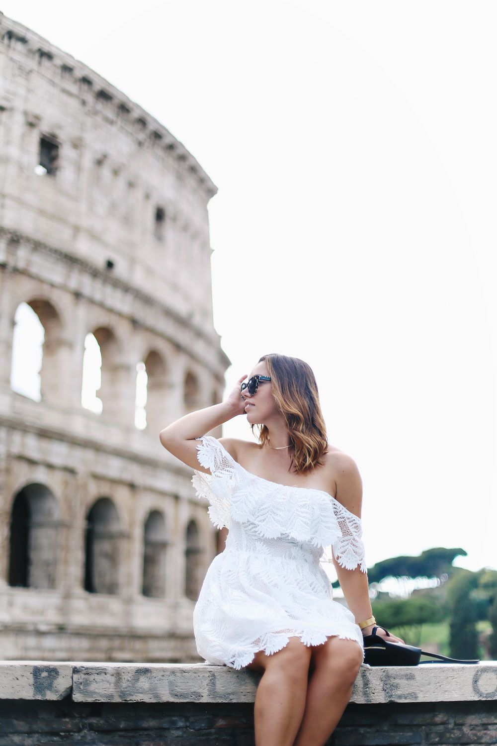 Lace Off-the-Shoulder Dress for Elegant Exploration Lace Off-the-Shoulder Dress for Elegant Exploration — Rome Outfits