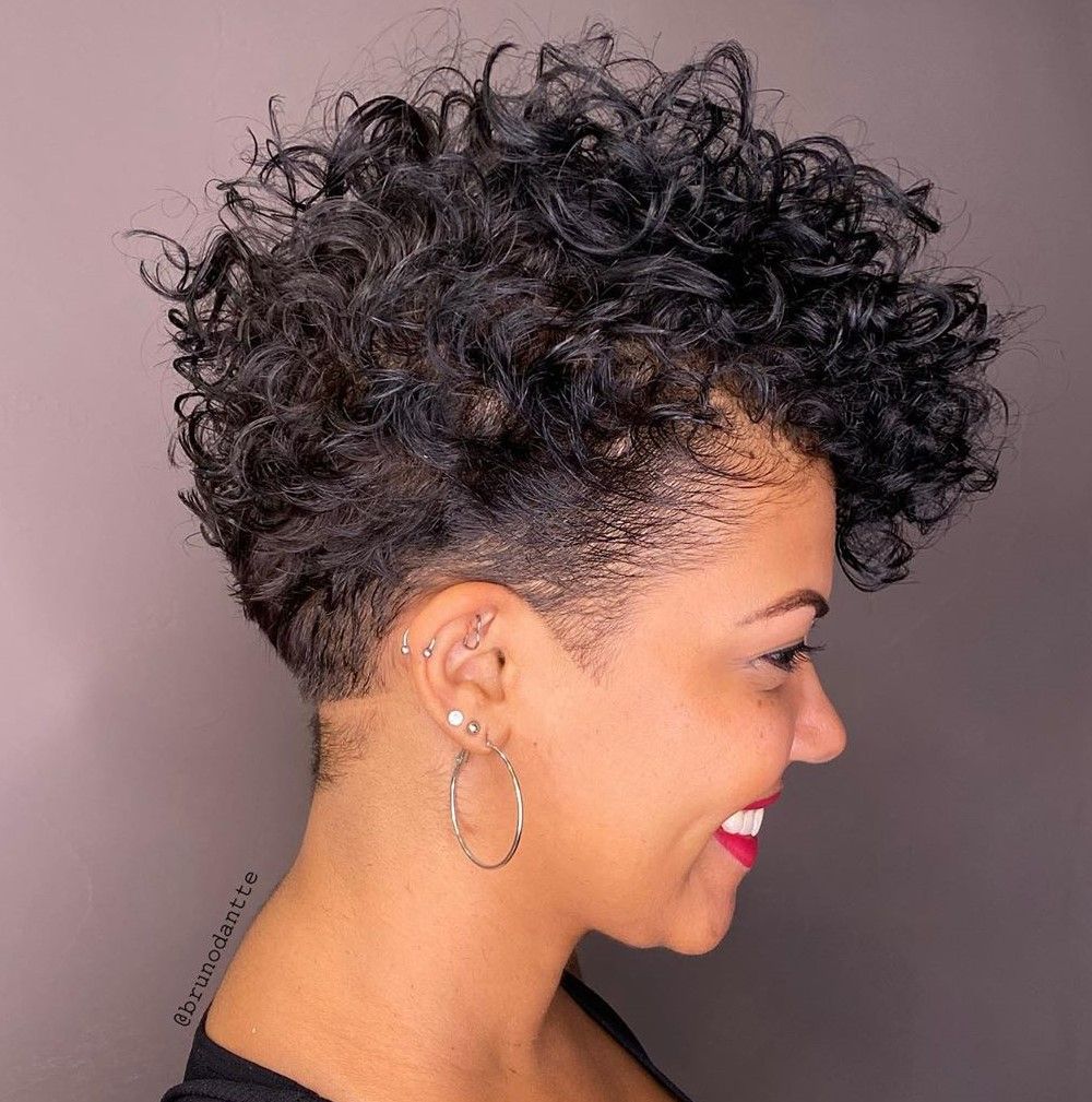 Ear Textured Curly Pixie With Undercut