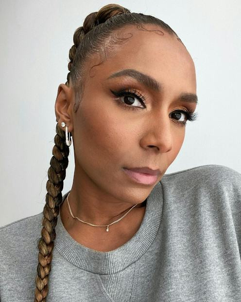 Slicked Back Braided Ponytail With Highlights Slicked Back Braided Ponytail With Highlights — Cornrow Ponytail