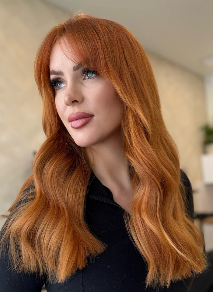 Shoulder Length Ginger With Blunt Bangs Shoulder Length Ginger With Blunt Bangs — Ginger Hair