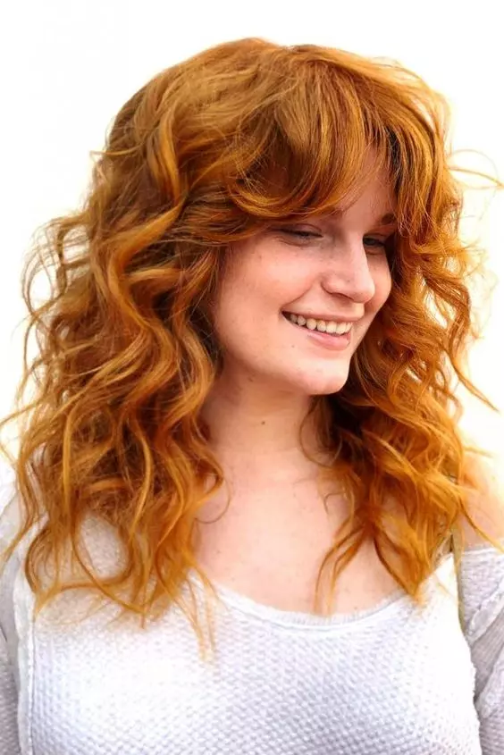 Air-Dried Auburn Butterfly Mid-Back — Butterfly Haircut Curly Hair