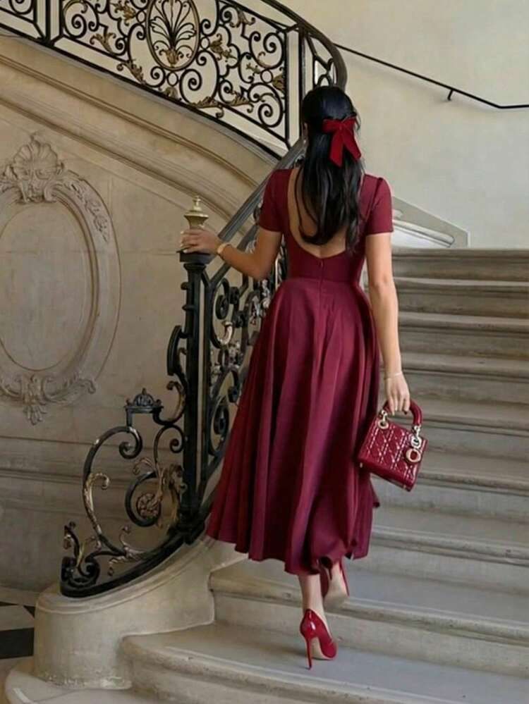 Maxi Dress Simple Going Out Dresses Elegant Casual Backless Basic Minimalist Commute Daily Maxi Dress, Summer Dress, Elegant Dresses For Women, Vacation Outfits For Women Party SHEIN USA