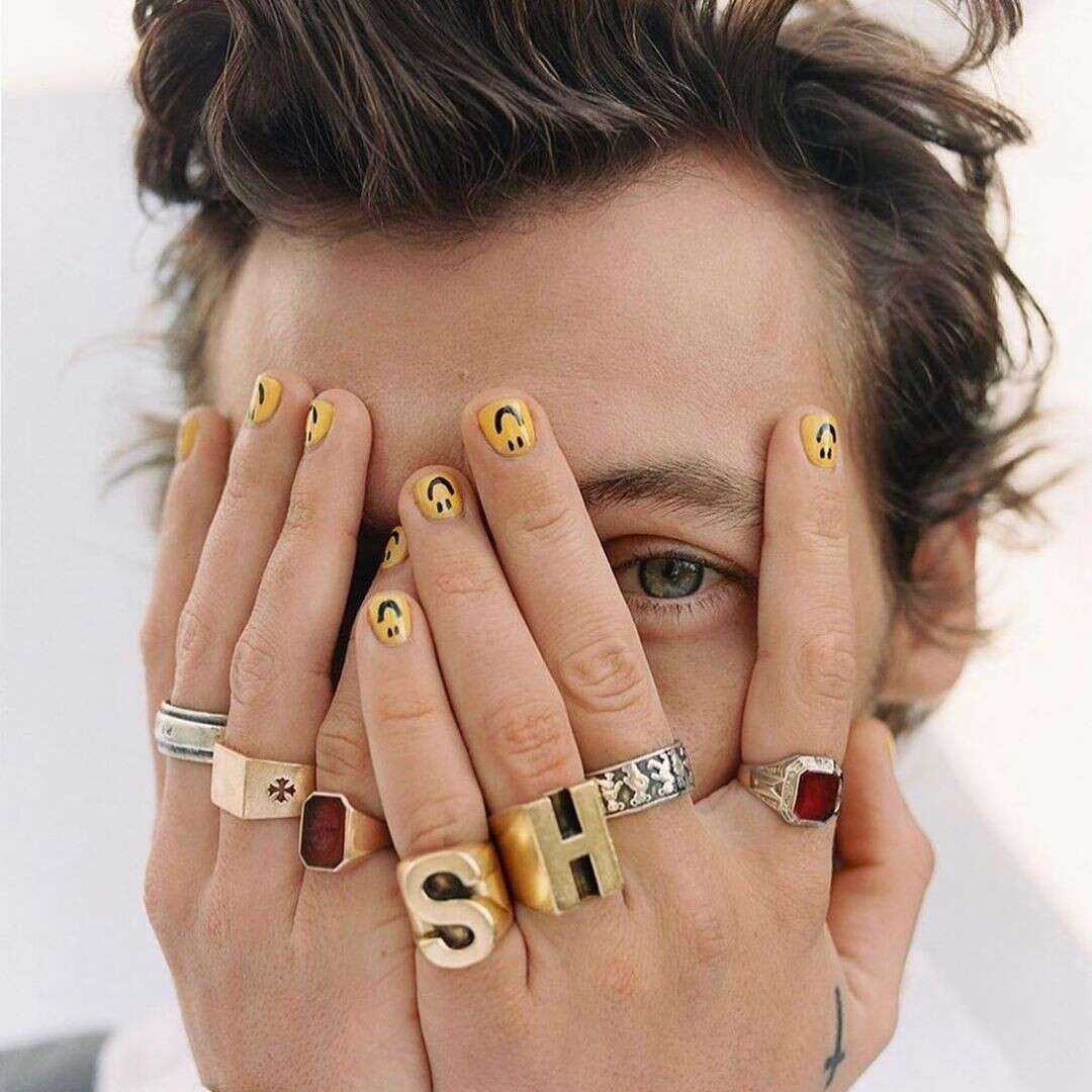 Bright Yellow Smiley Face Nails Bright Yellow Smiley Face Nails — Mens Nails