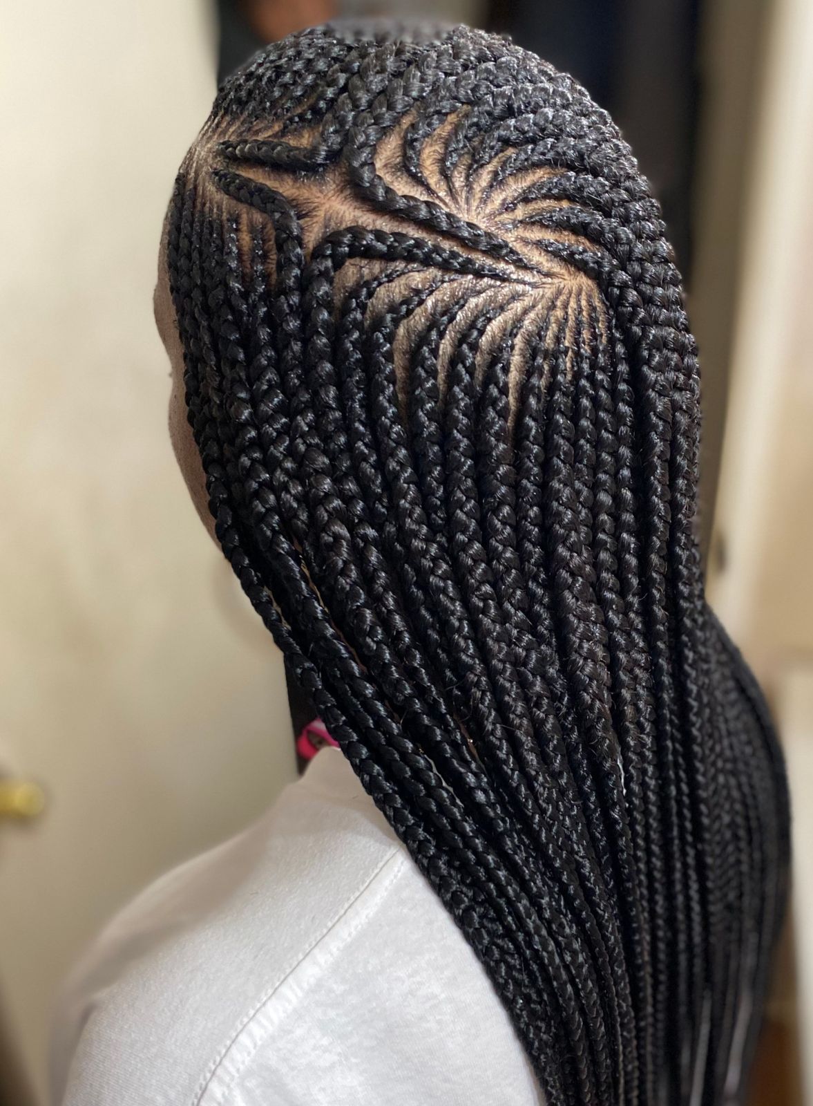 Box Braids With Scalp Pattern — Layered Braids