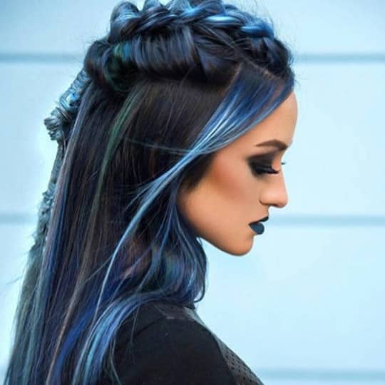 Braided Crown With Blue-Green Streaks — Festival Hairstyles