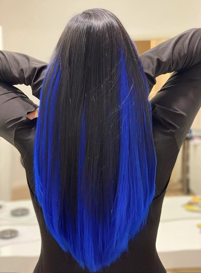 Black With Royal Blue Streaks Black With Royal Blue Streaks — Royal Blue Hair