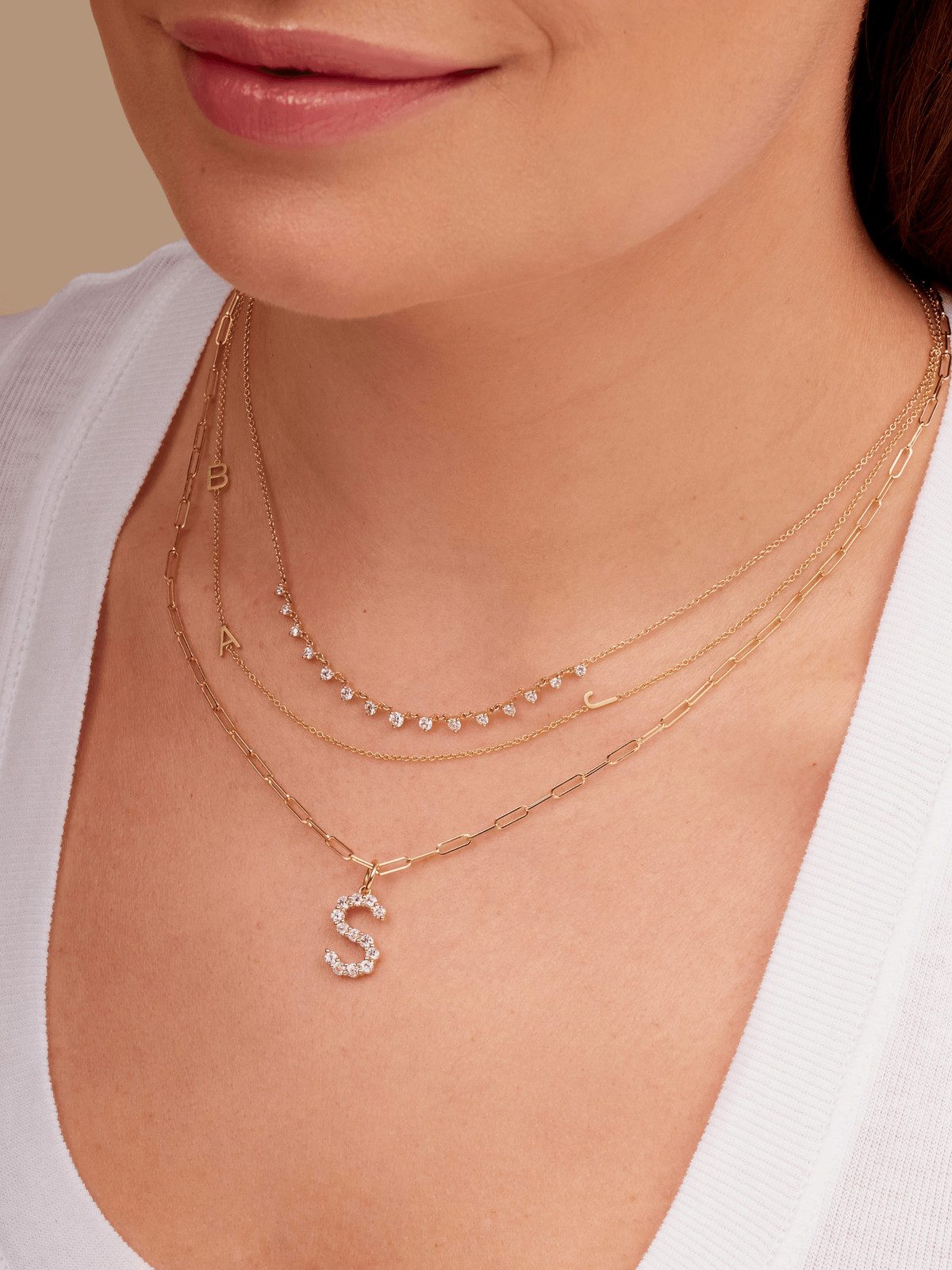 Diamond Initial Pendant Necklace 14K Gold | LeMel – LeMel