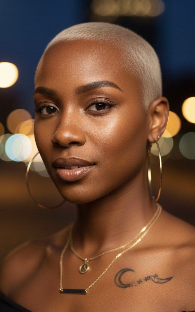 Sleek Platinum Buzz Cut — Very Short Haircuts