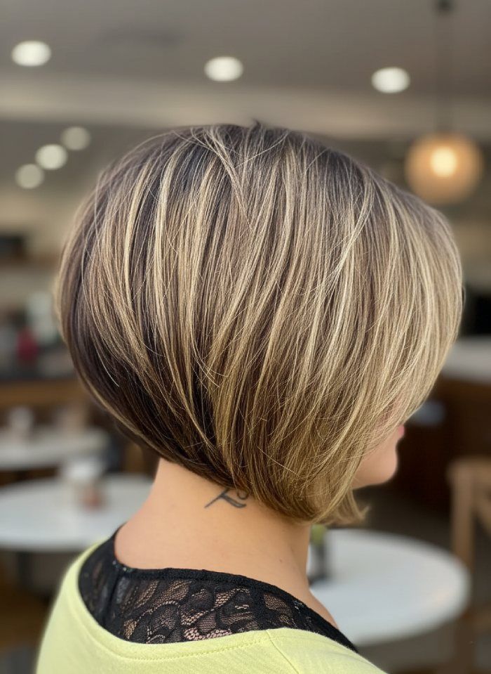 Rounded Beige Blonde Inverted Bob Rounded Beige Blonde Inverted Bob